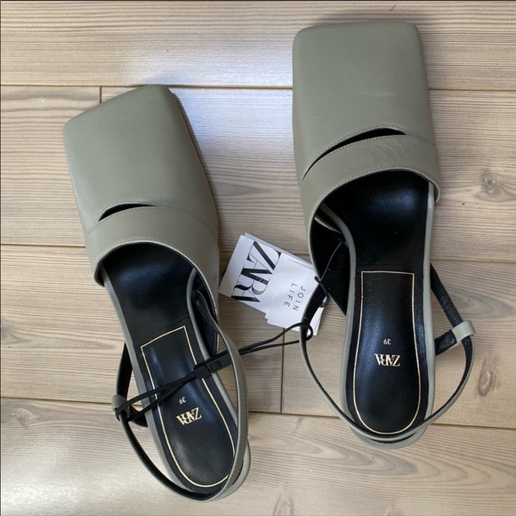 Zara Shoes - ZARA Goat leather square toe heels